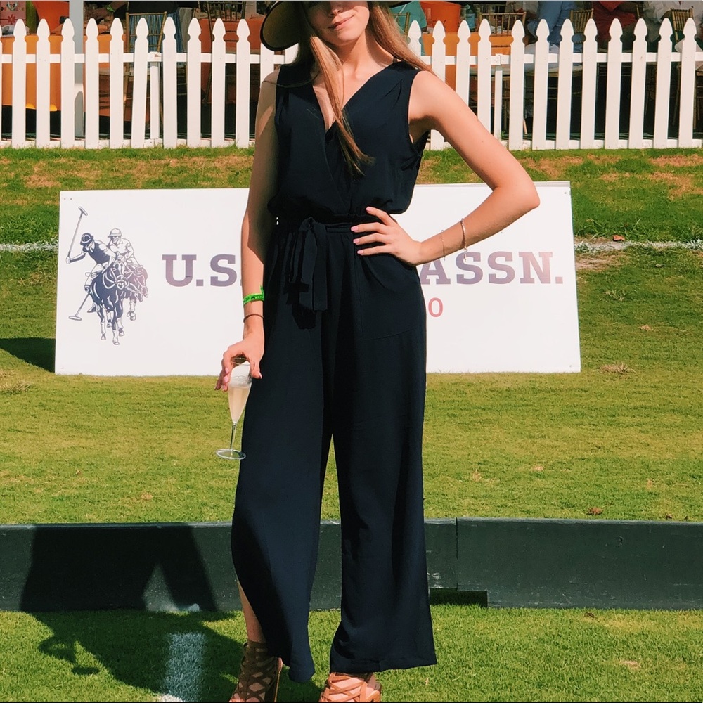 Navy Blue Chiffon Jumpsuit